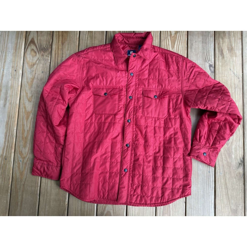 Chaps Red Quilted Light Jacket XL Preppy Snap Buttons
